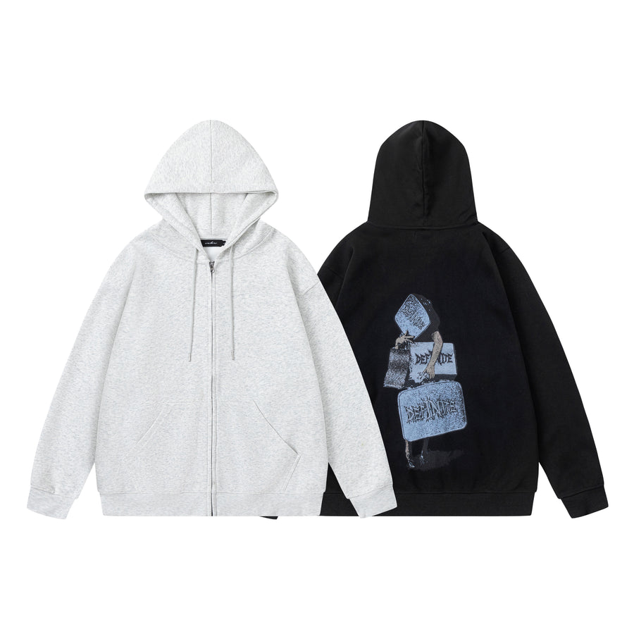 CAKE / DEFINITE “Shopaholic” Zip Up Hoodie BLACK