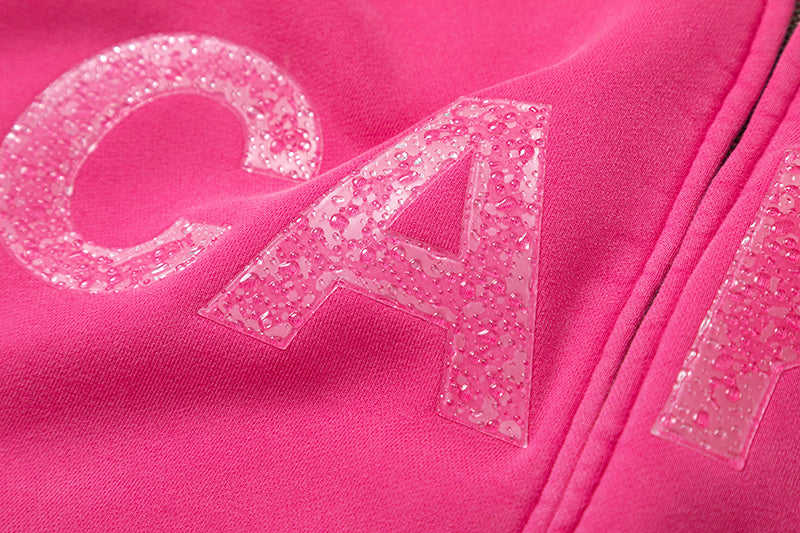 CAKE - WATER DROPLETS ZIP HOODIE WASHED PINK