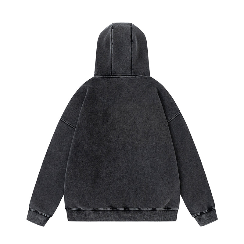 CAKE - WATER DROPLETS ZIP HOODIE WASHED BLACK