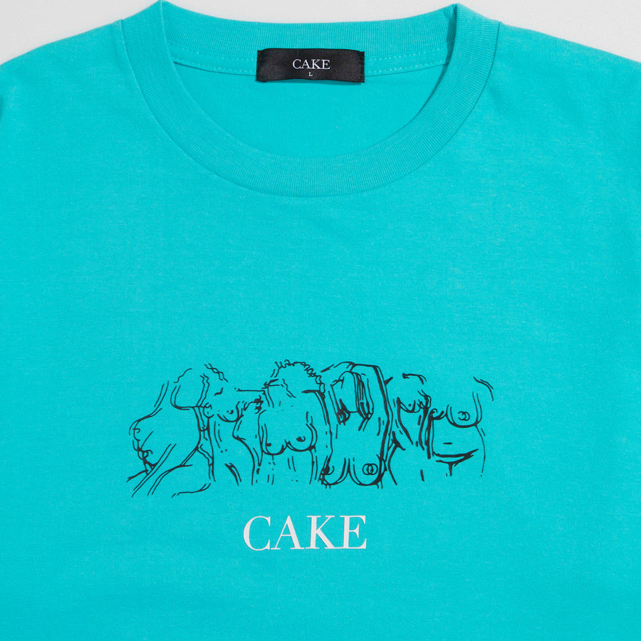 蛋糕 - 裸色 T 卹 - 綠湖